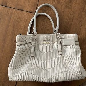 Coach Madison pleated white/cream leather carryall